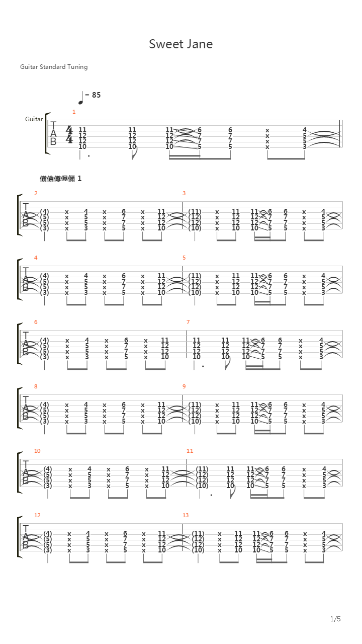 Sweet Jane吉他谱