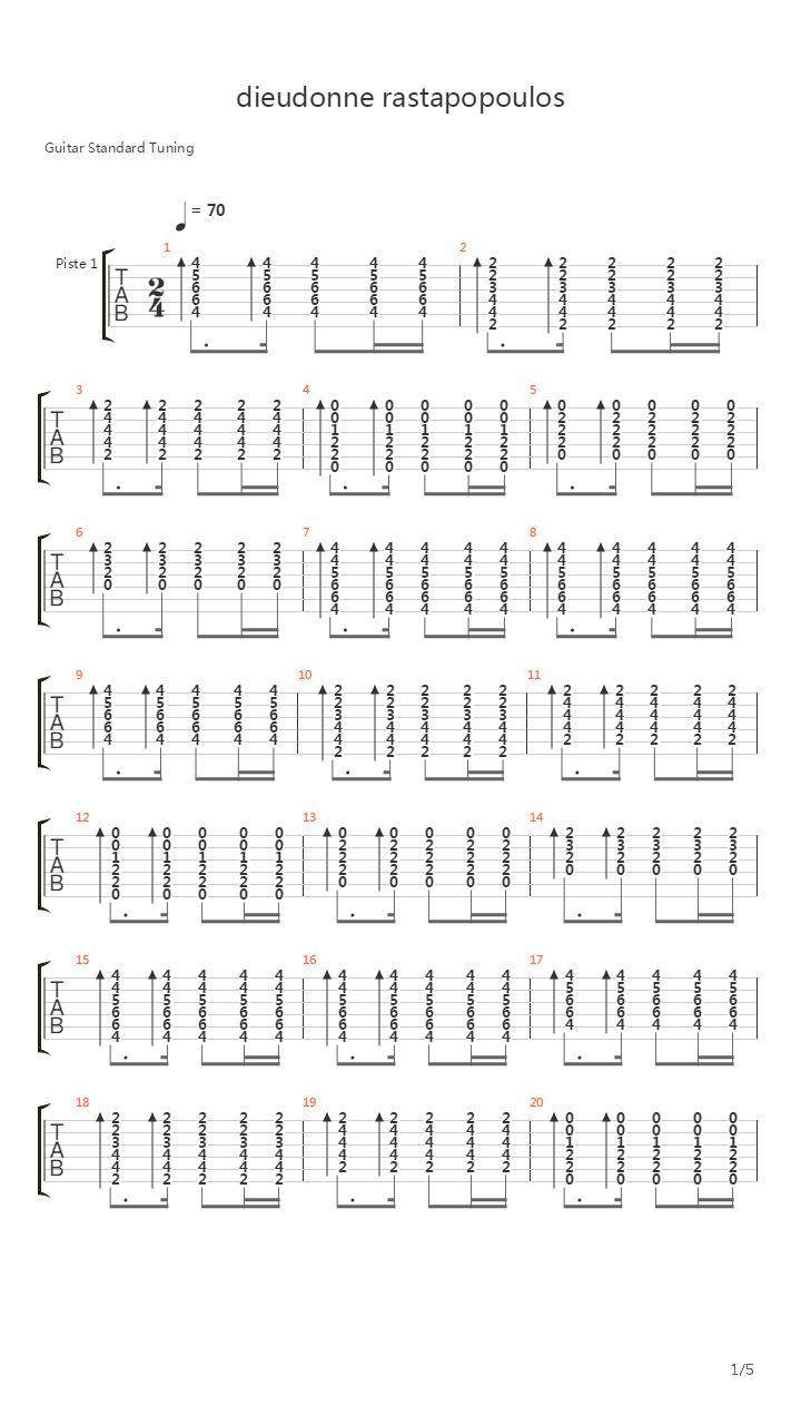 Dieudonne Rastapopoulos吉他谱
