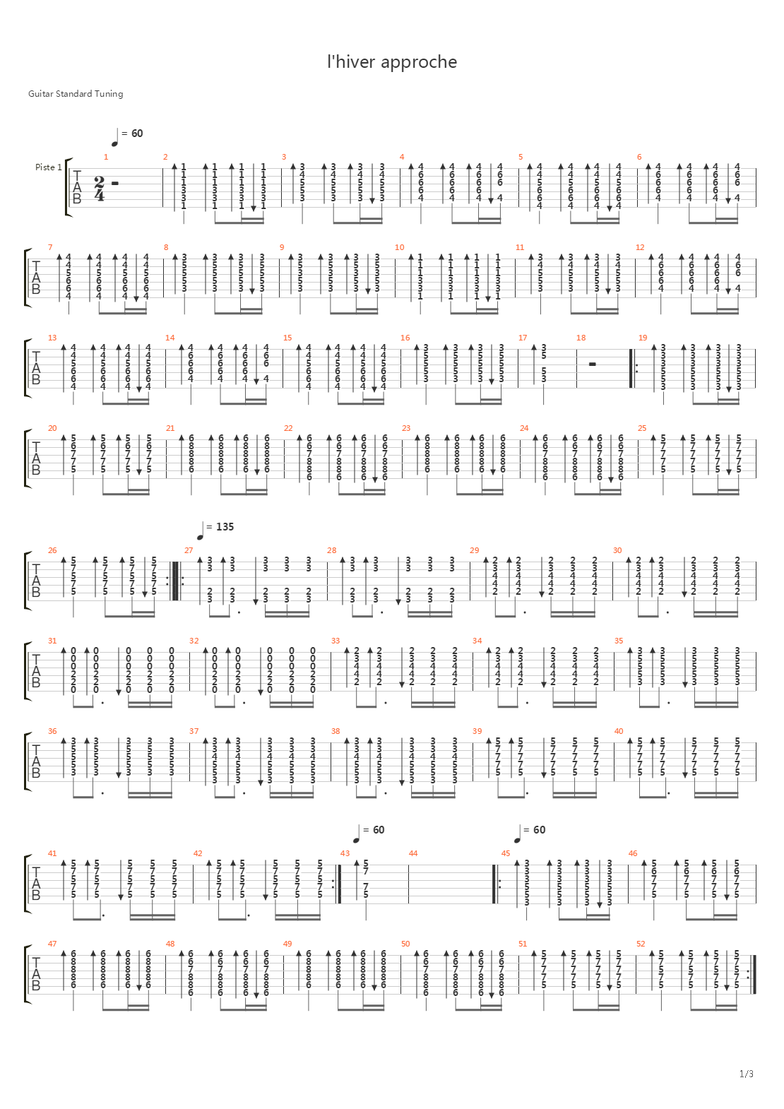 Lhiver Approche吉他谱