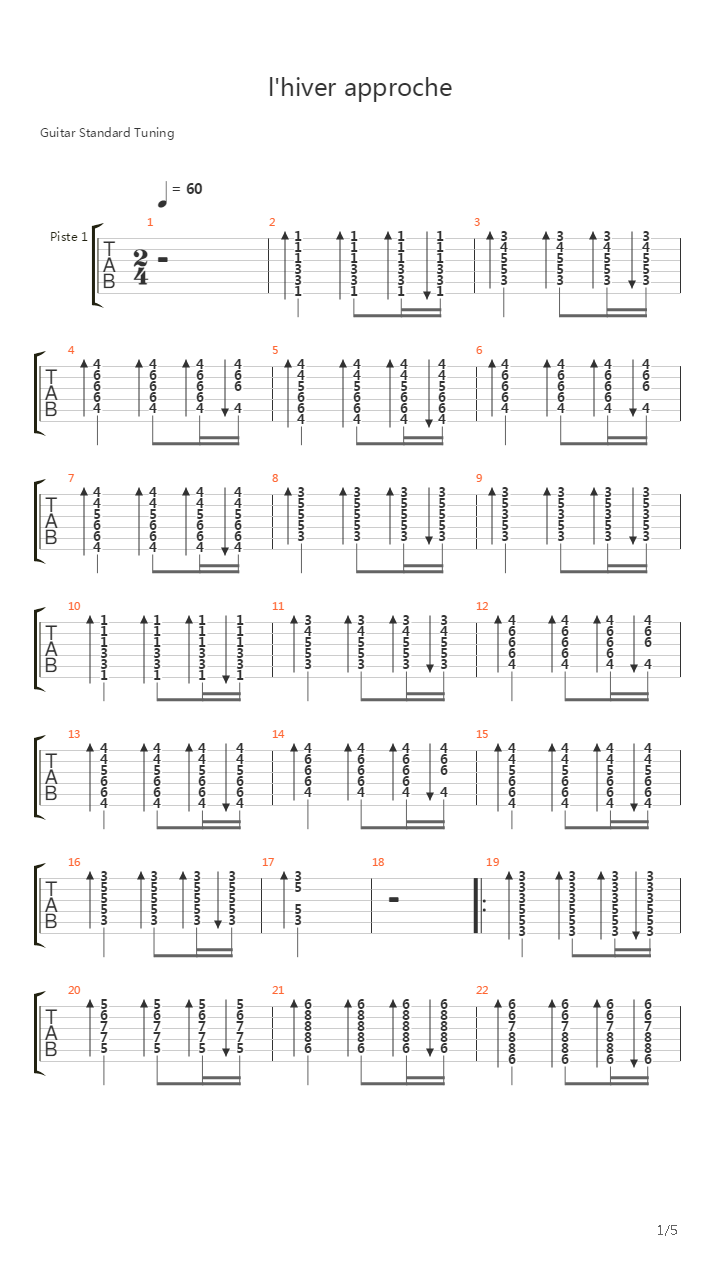 Lhiver Approche吉他谱