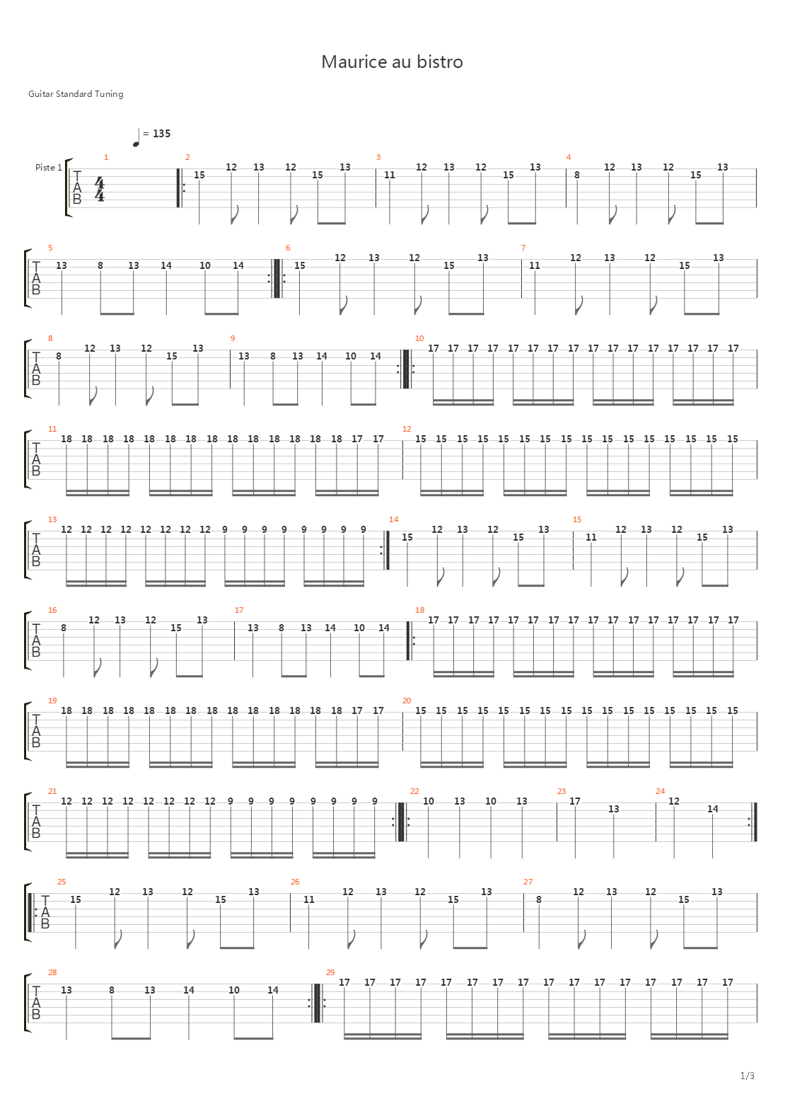 Maurice Au Bistro吉他谱