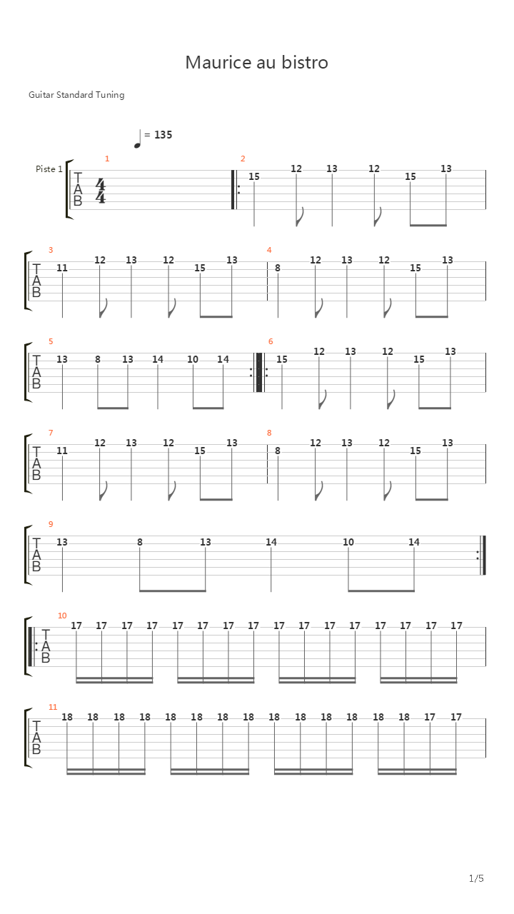Maurice Au Bistro吉他谱