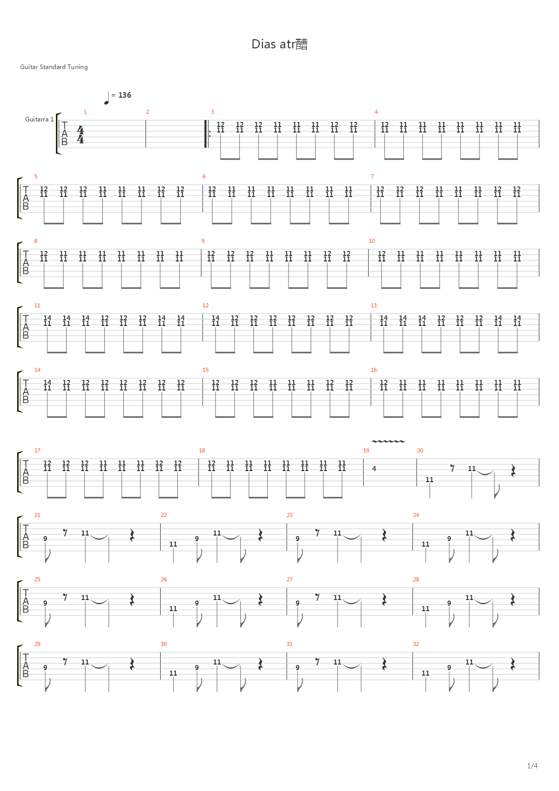 Dias Atras吉他谱