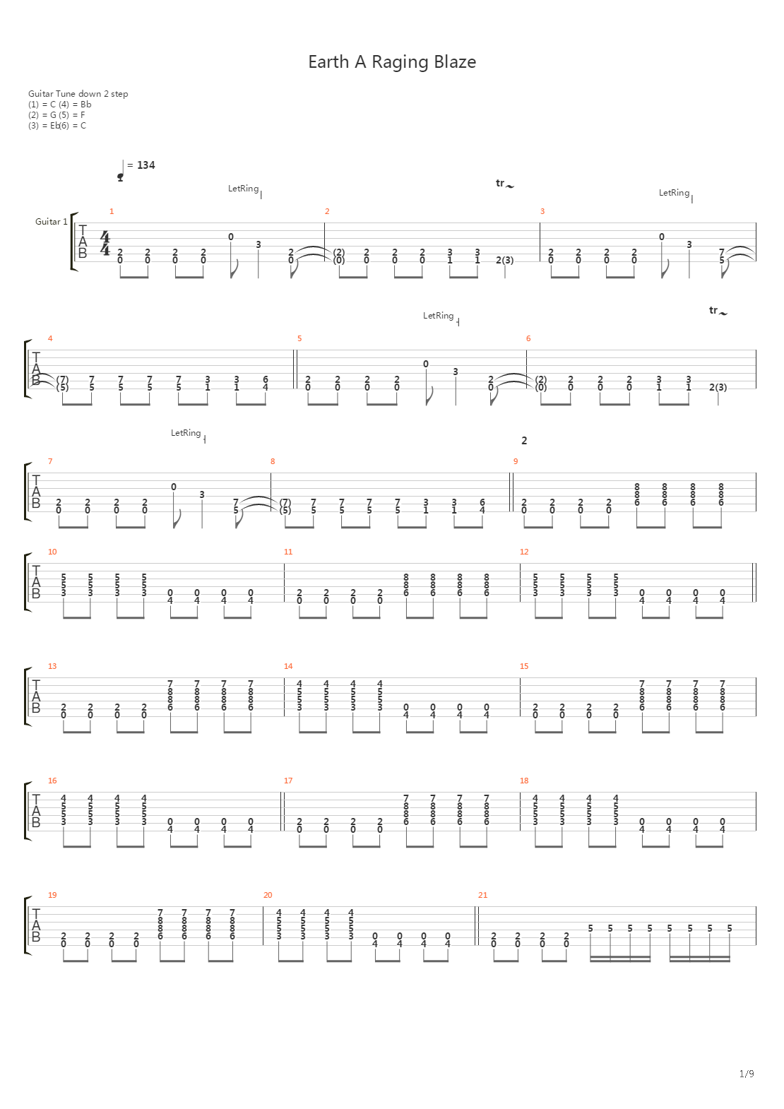 Earth A Raging Blaze吉他谱
