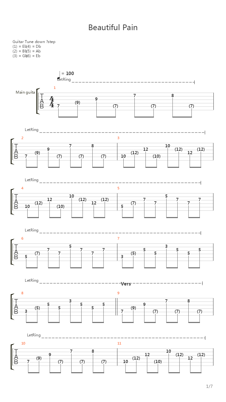 Beautiful Pain吉他谱
