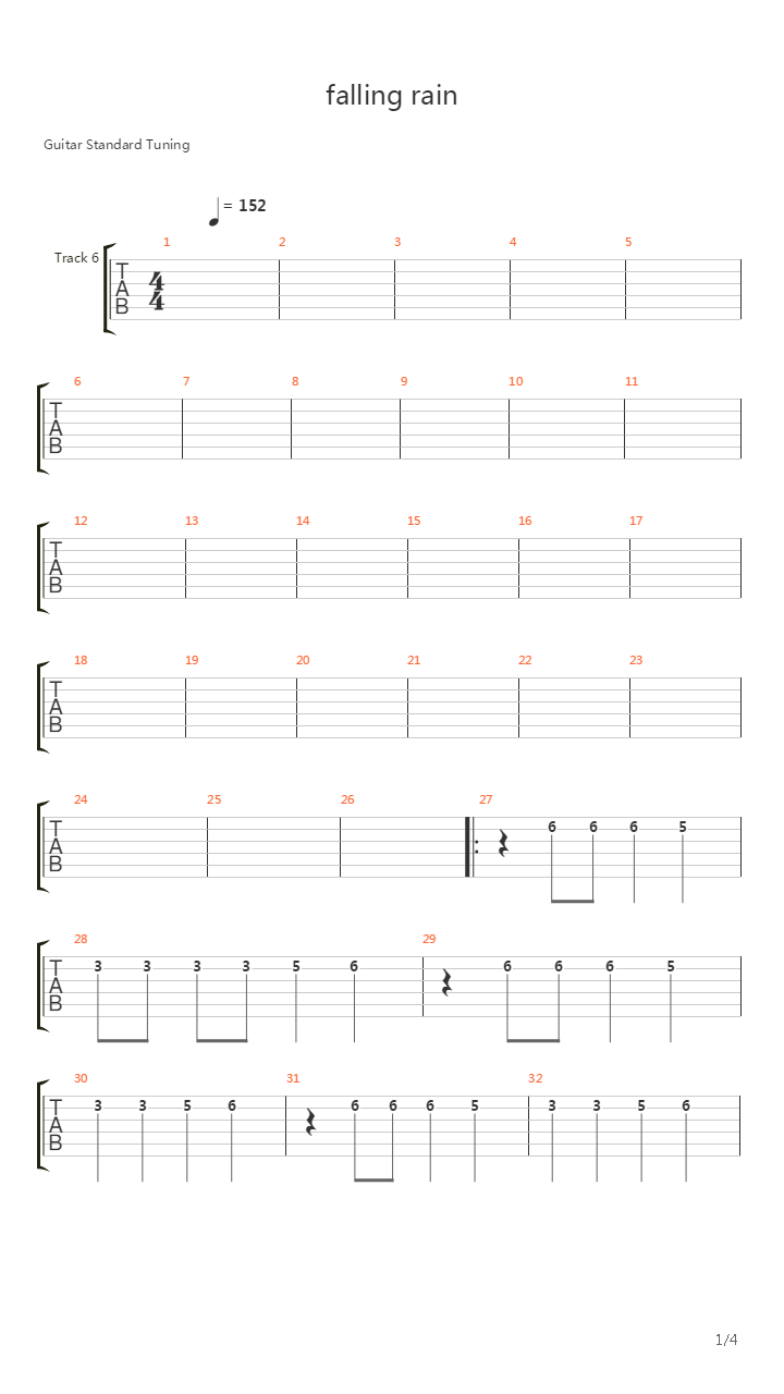 Falling Rain吉他谱