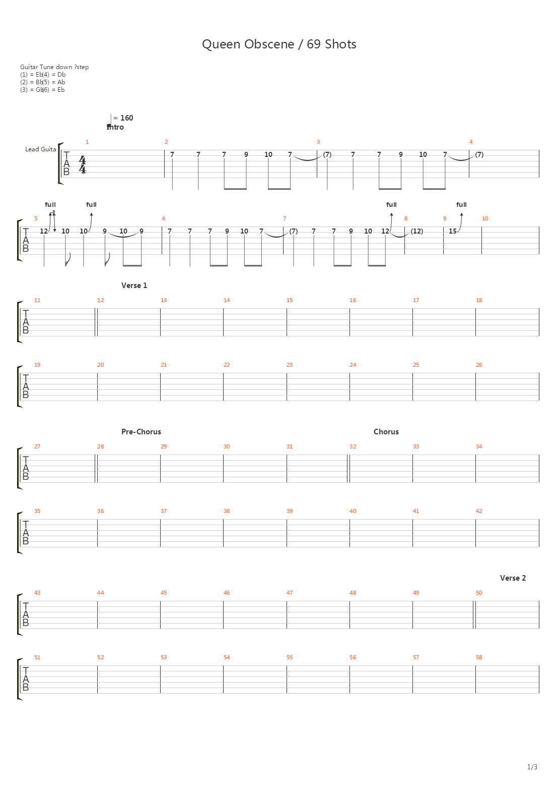 Queen Obscene 69 Shots吉他谱