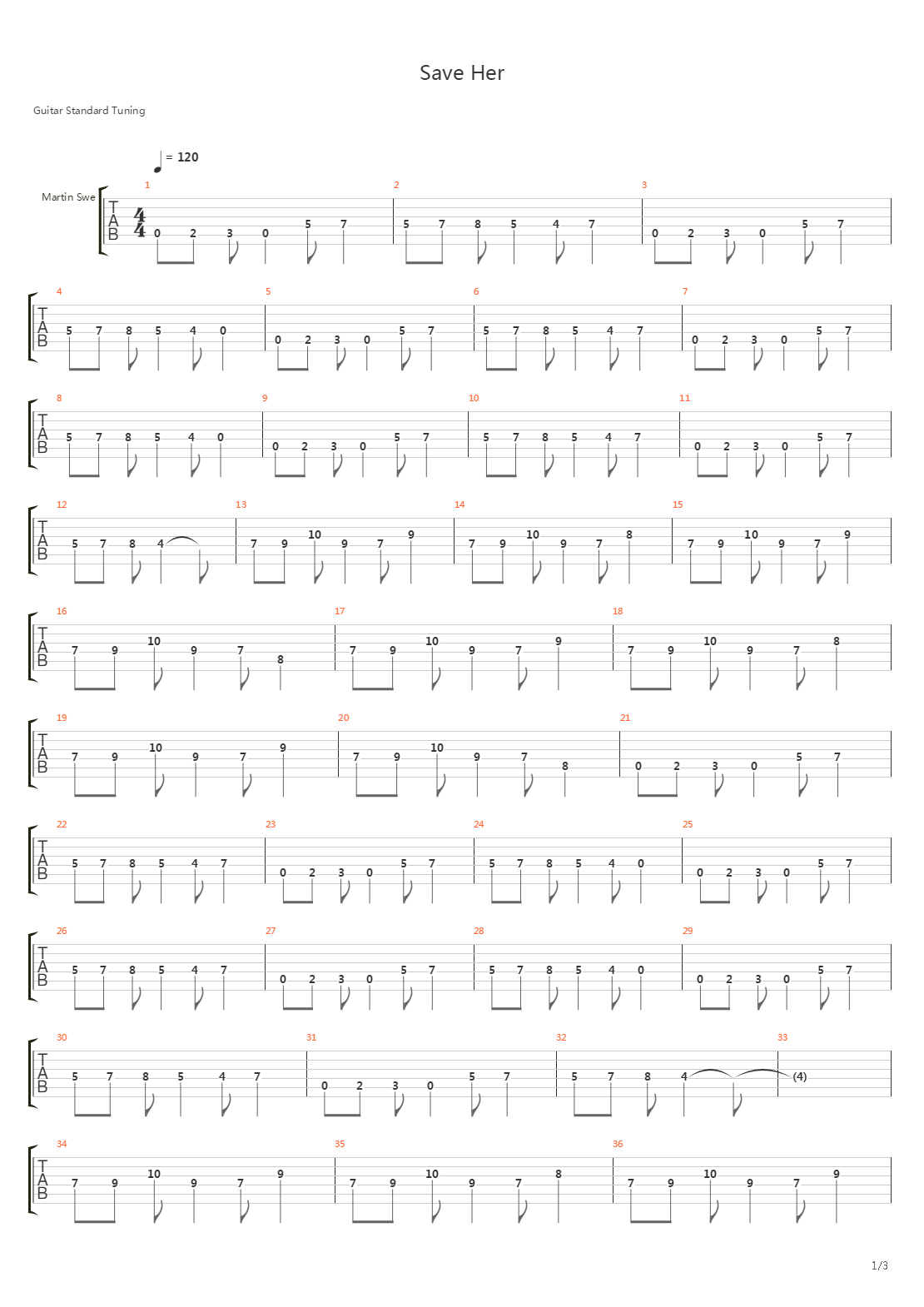 Save Her吉他谱
