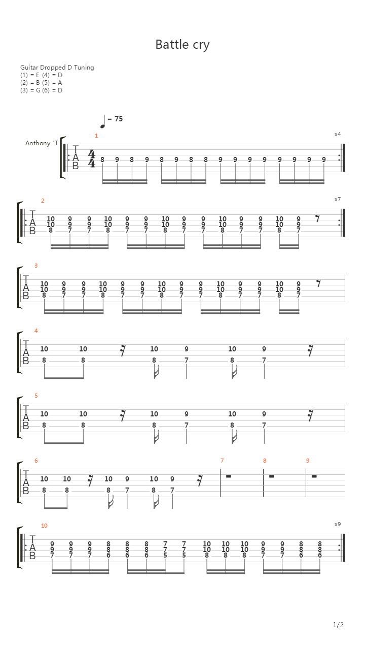 Battle Cry吉他谱