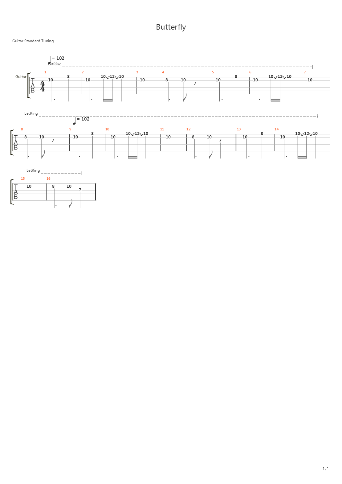 Butterfly吉他谱