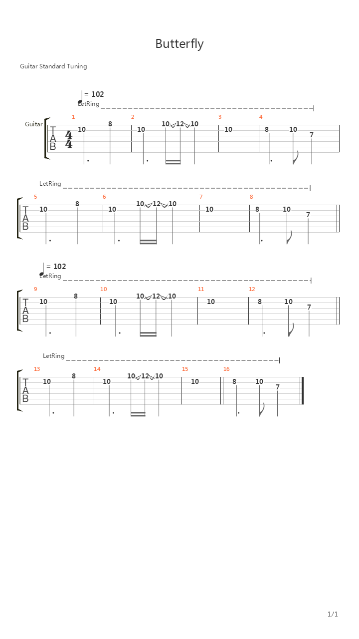 Butterfly吉他谱