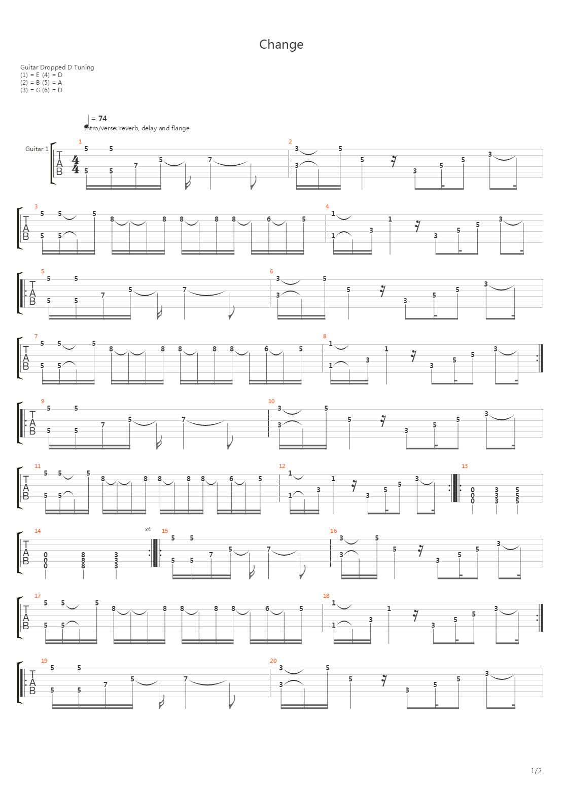 Change吉他谱