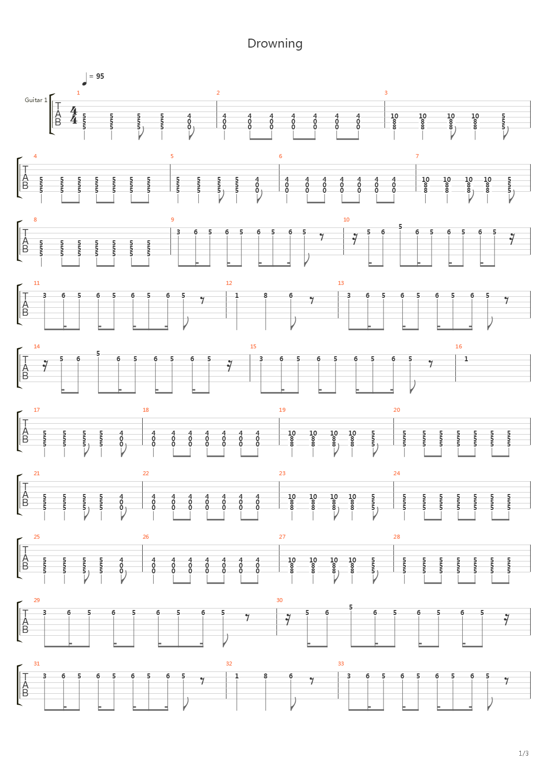 Drowning吉他谱