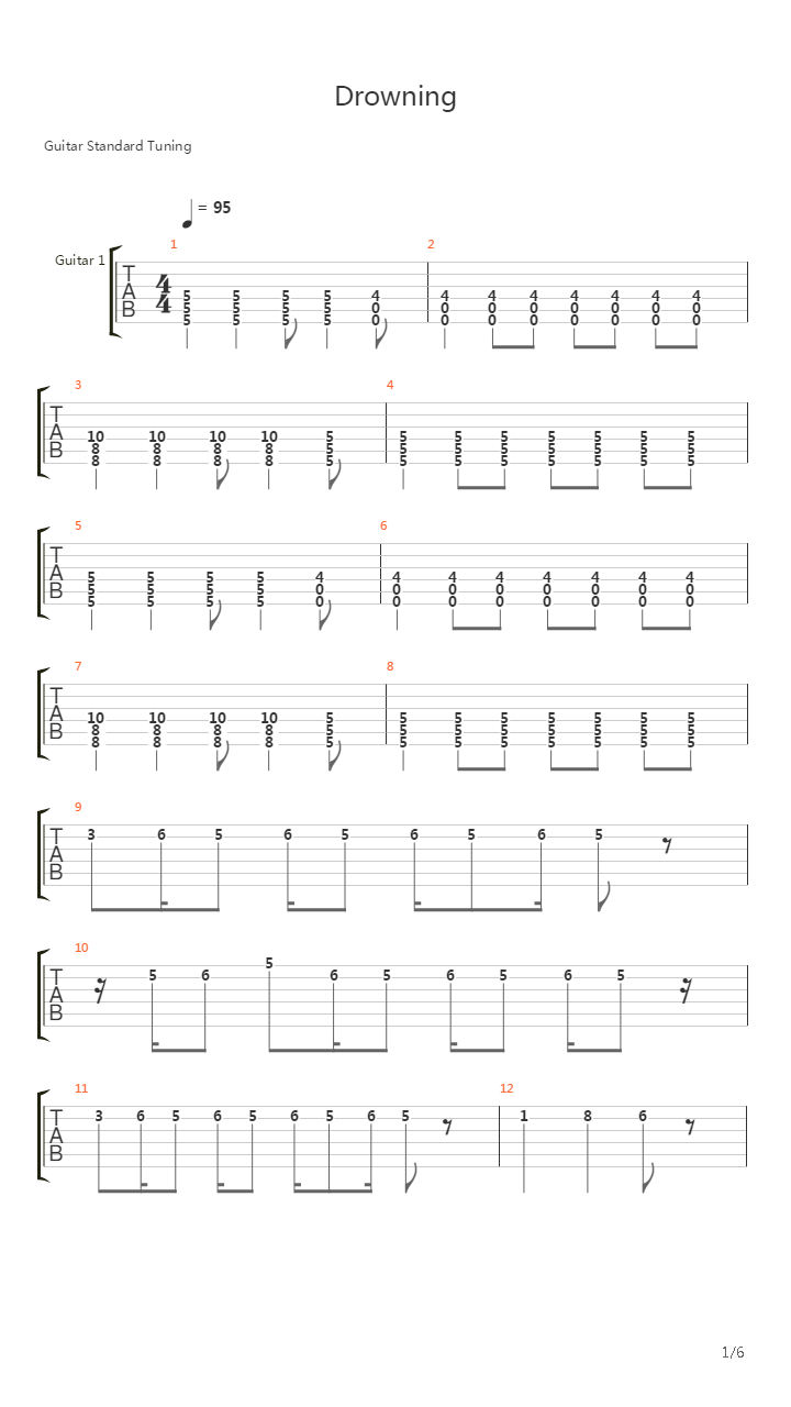 Drowning吉他谱