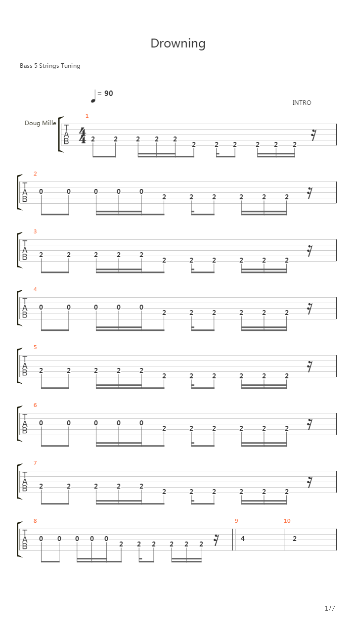 Drowning吉他谱