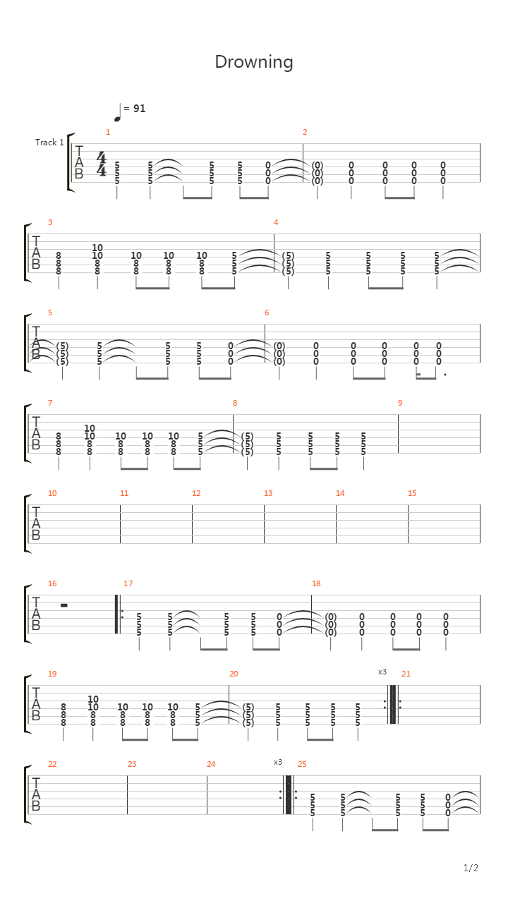 Drowning吉他谱