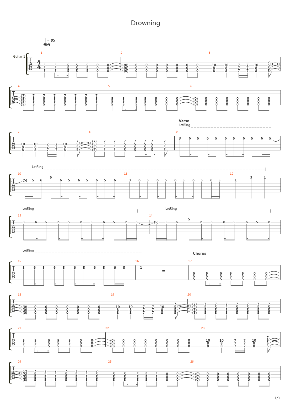 Drowning吉他谱