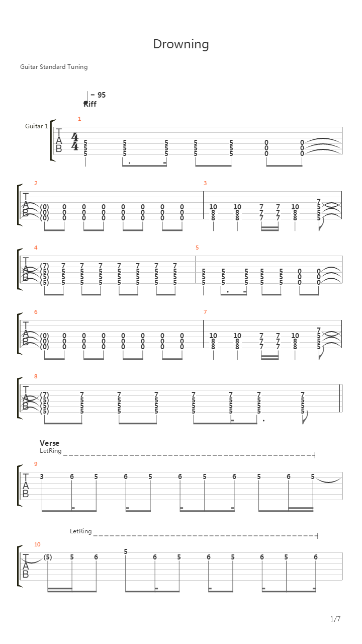 Drowning吉他谱
