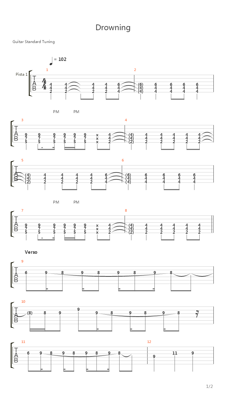 Drowning吉他谱