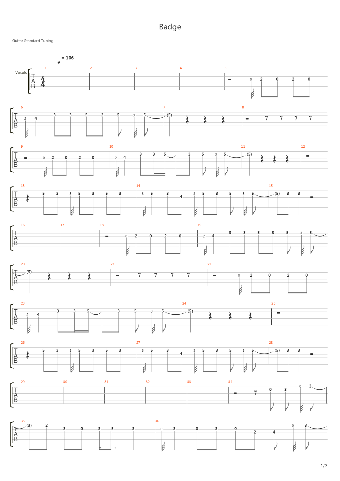 Badge吉他谱