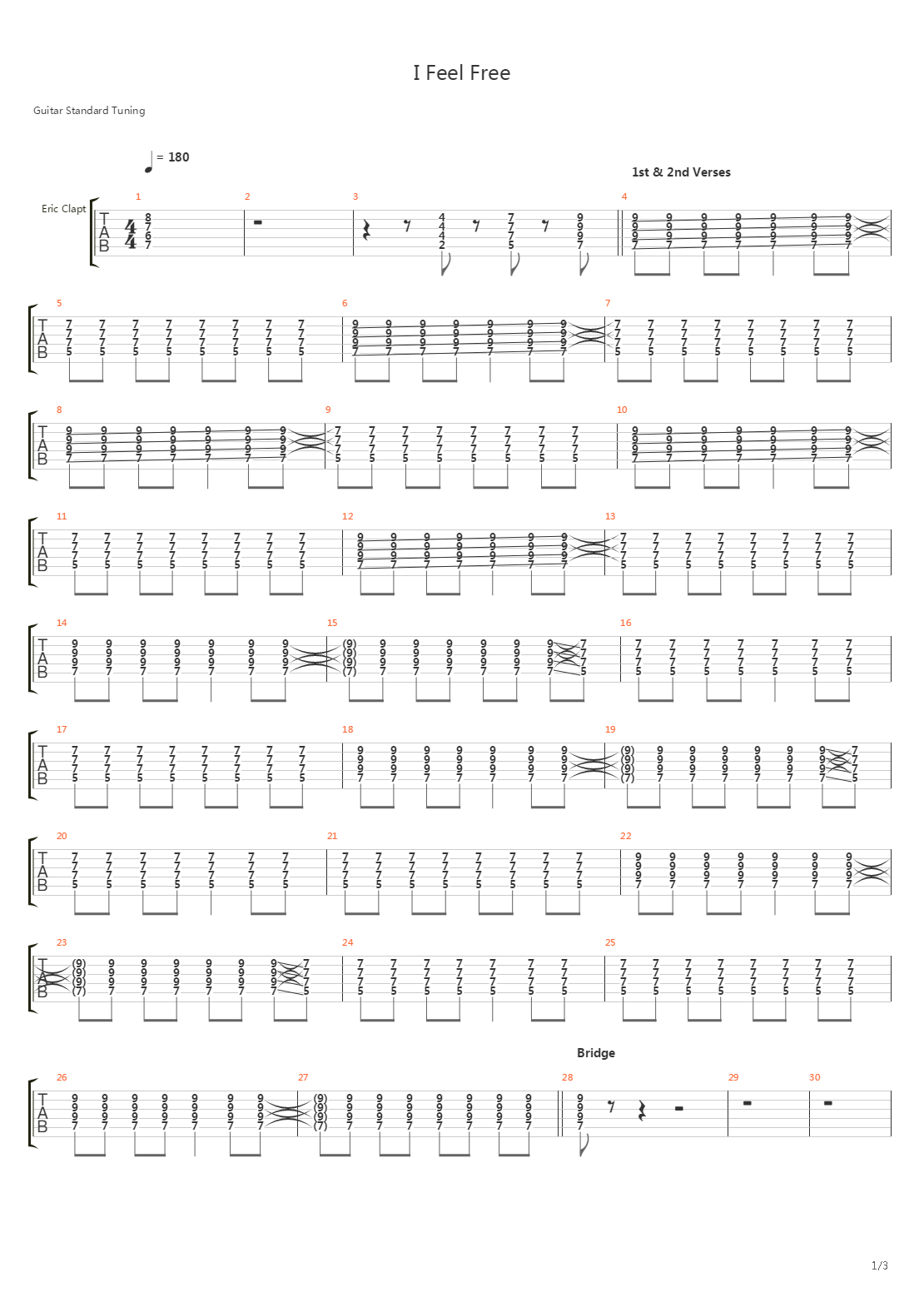 I Feel Free吉他谱