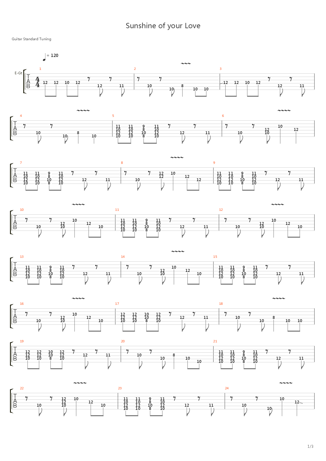 Sunshine Of Your Love吉他谱
