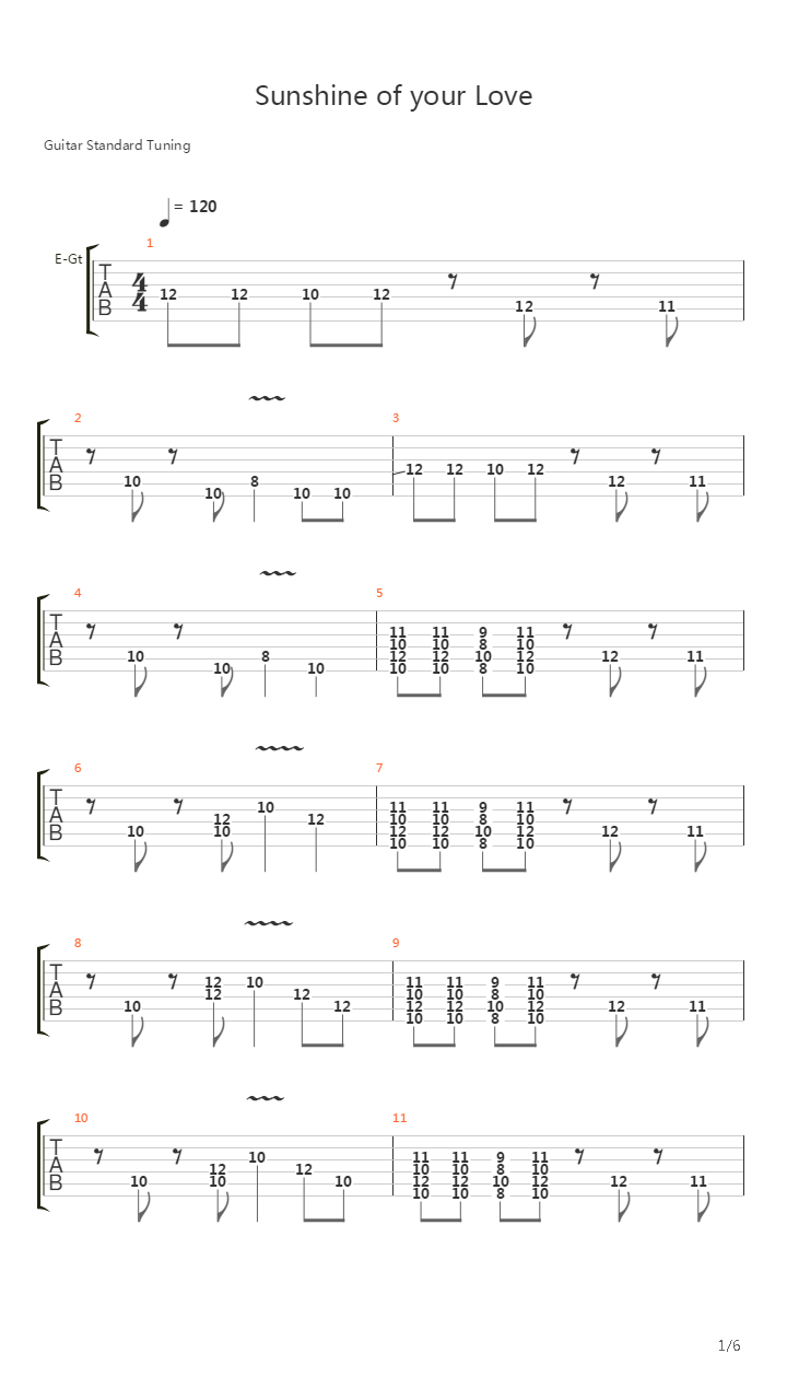 Sunshine Of Your Love吉他谱