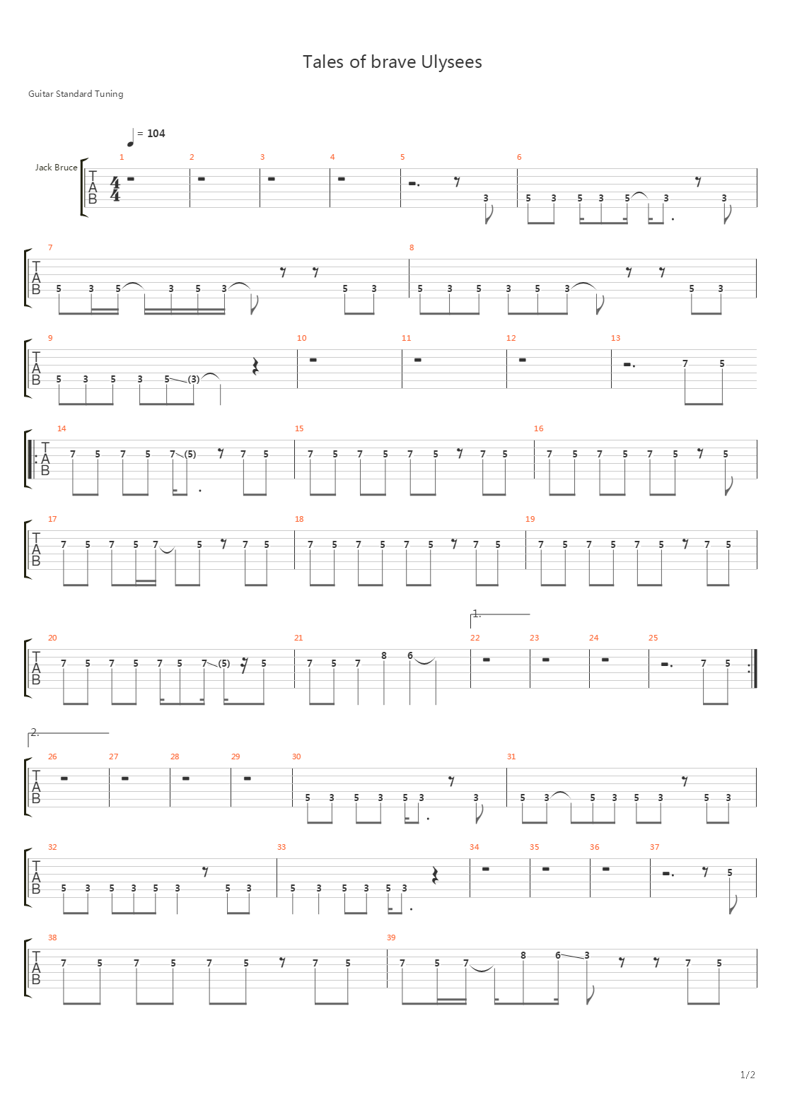 Tales Of Brave Ulysses吉他谱