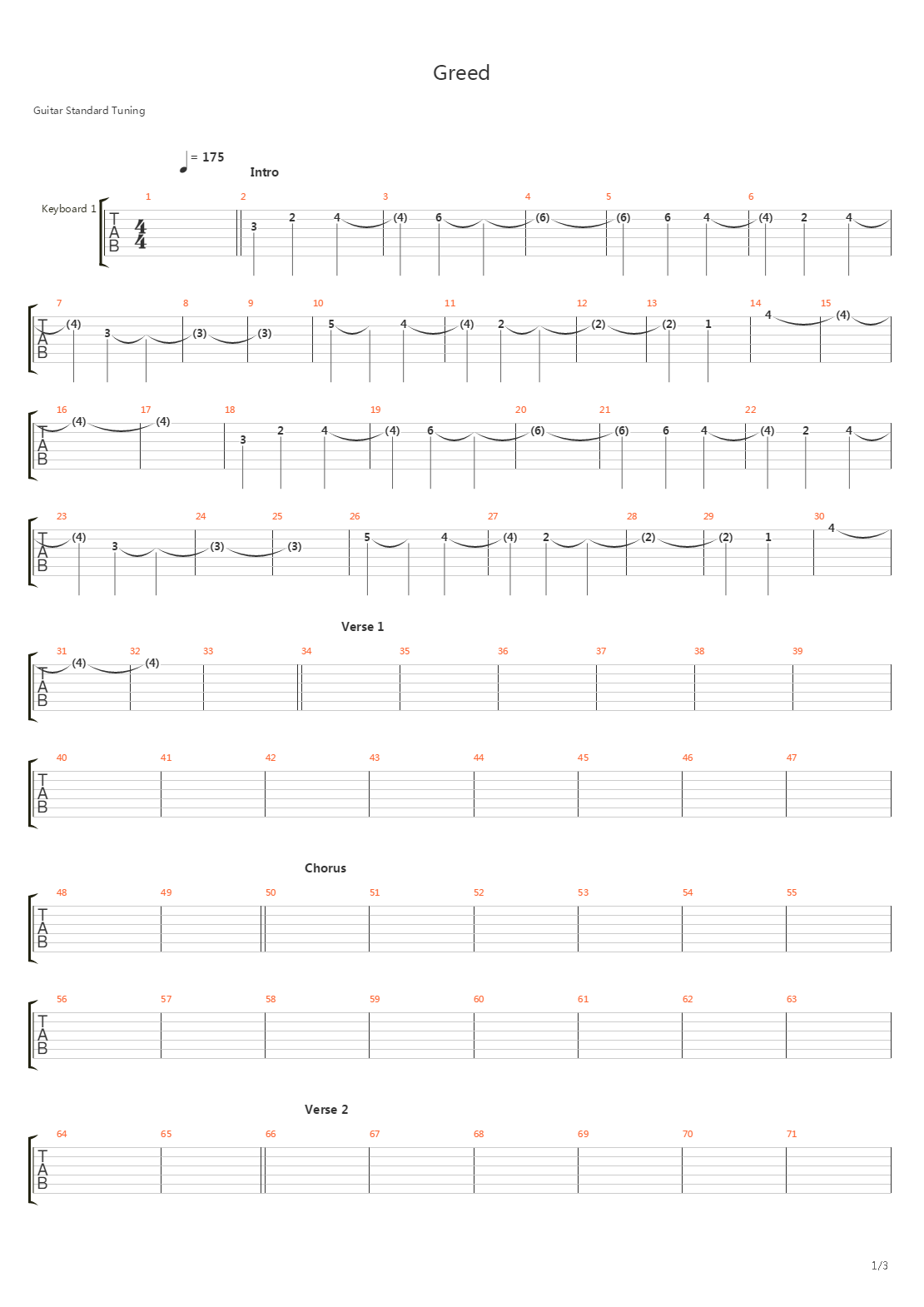 Greed吉他谱