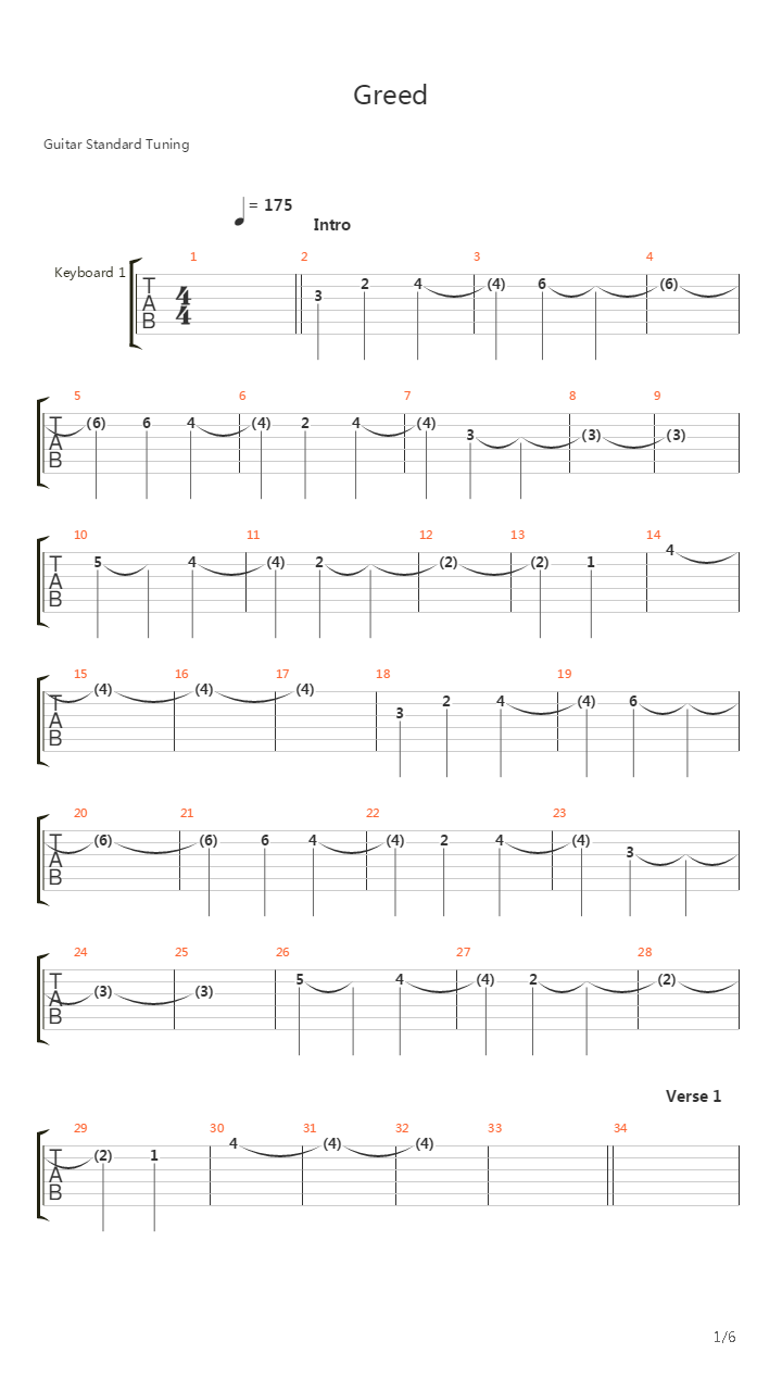 Greed吉他谱