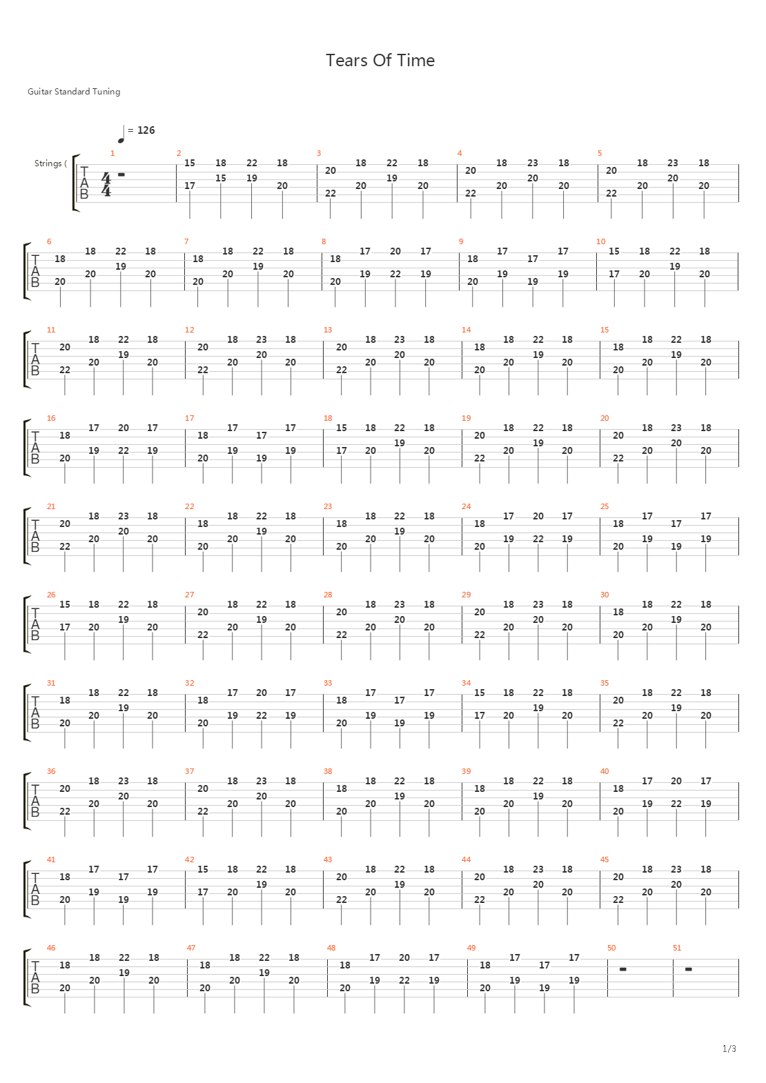 Tears Of Time吉他谱