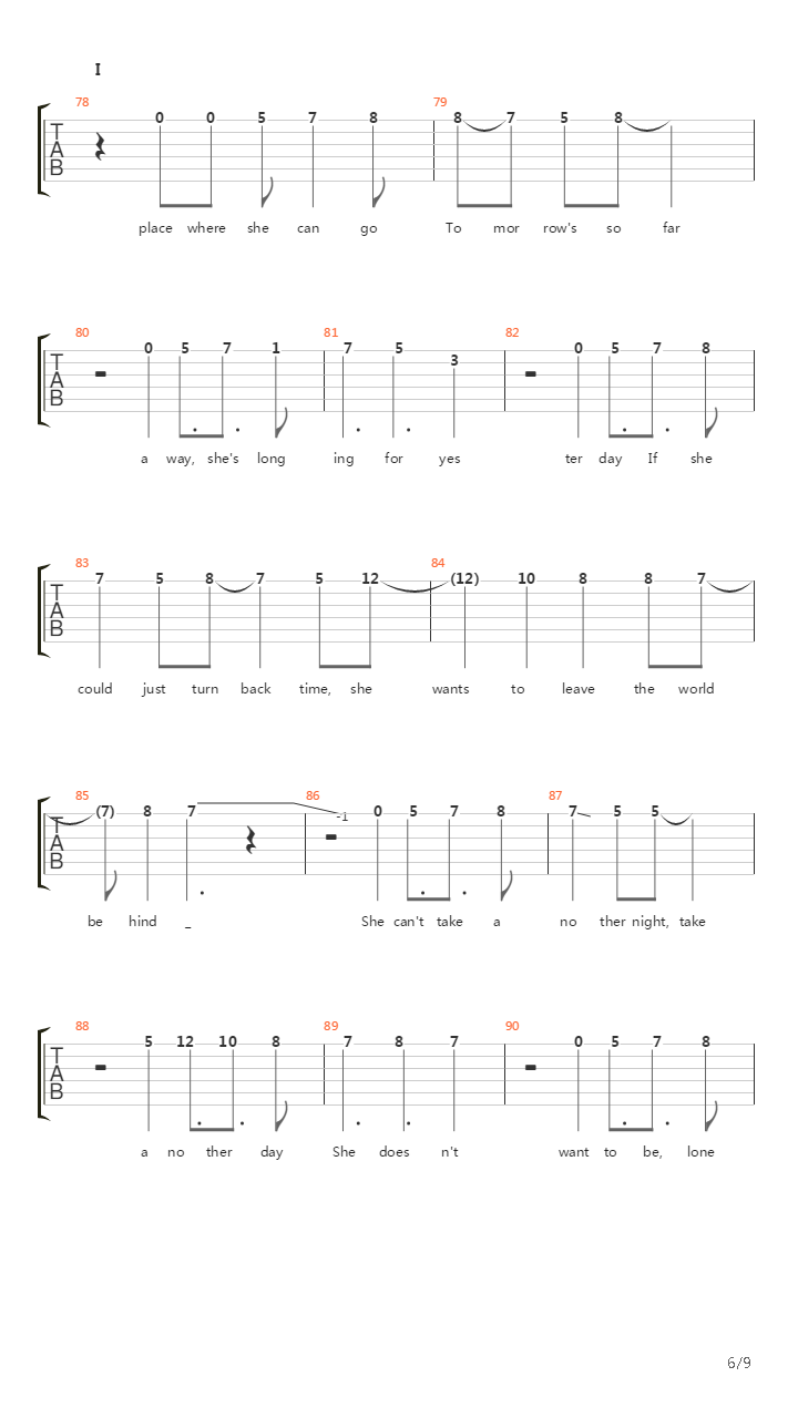 Lonely吉他谱