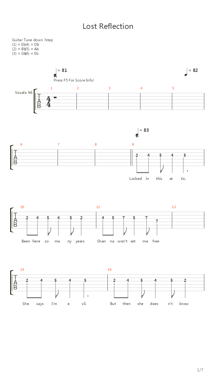 Lost Reflection吉他谱
