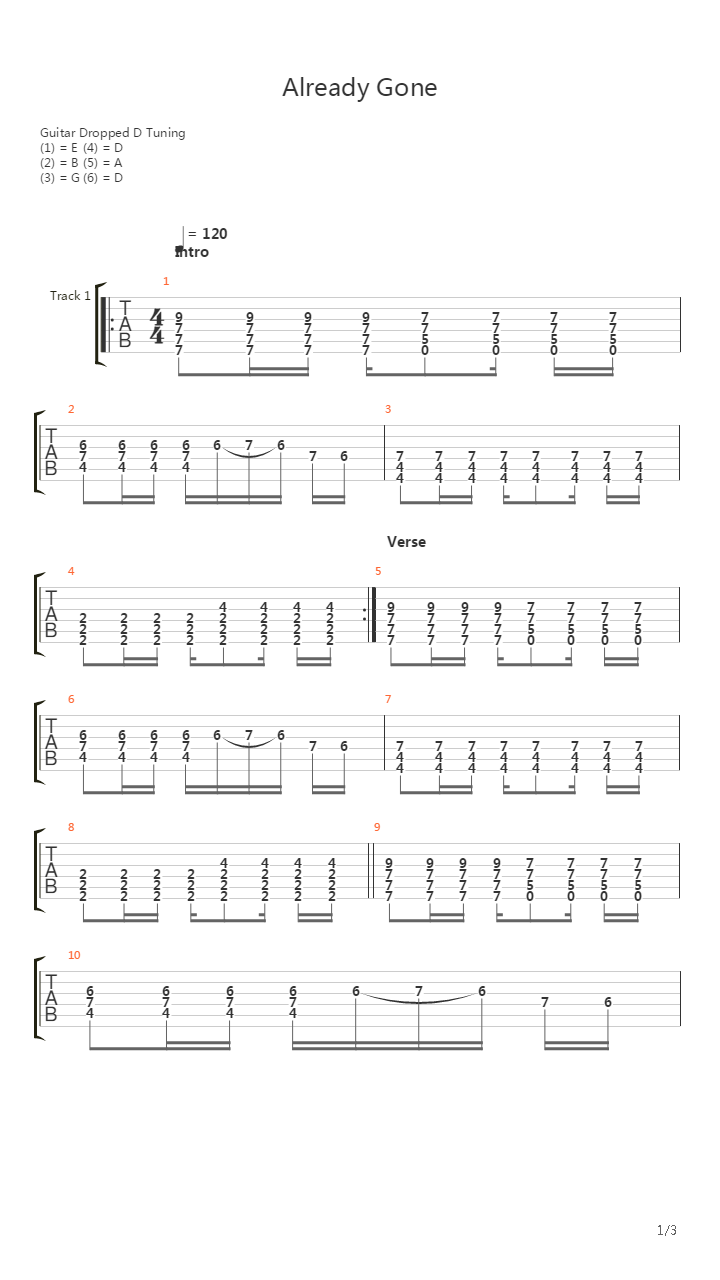 Already Gone吉他谱