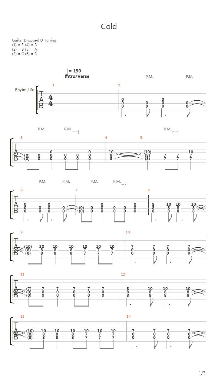 Cold吉他谱
