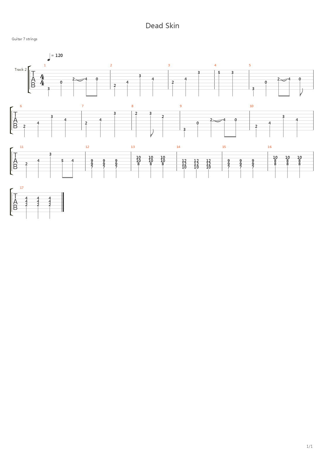 Dead Skin吉他谱