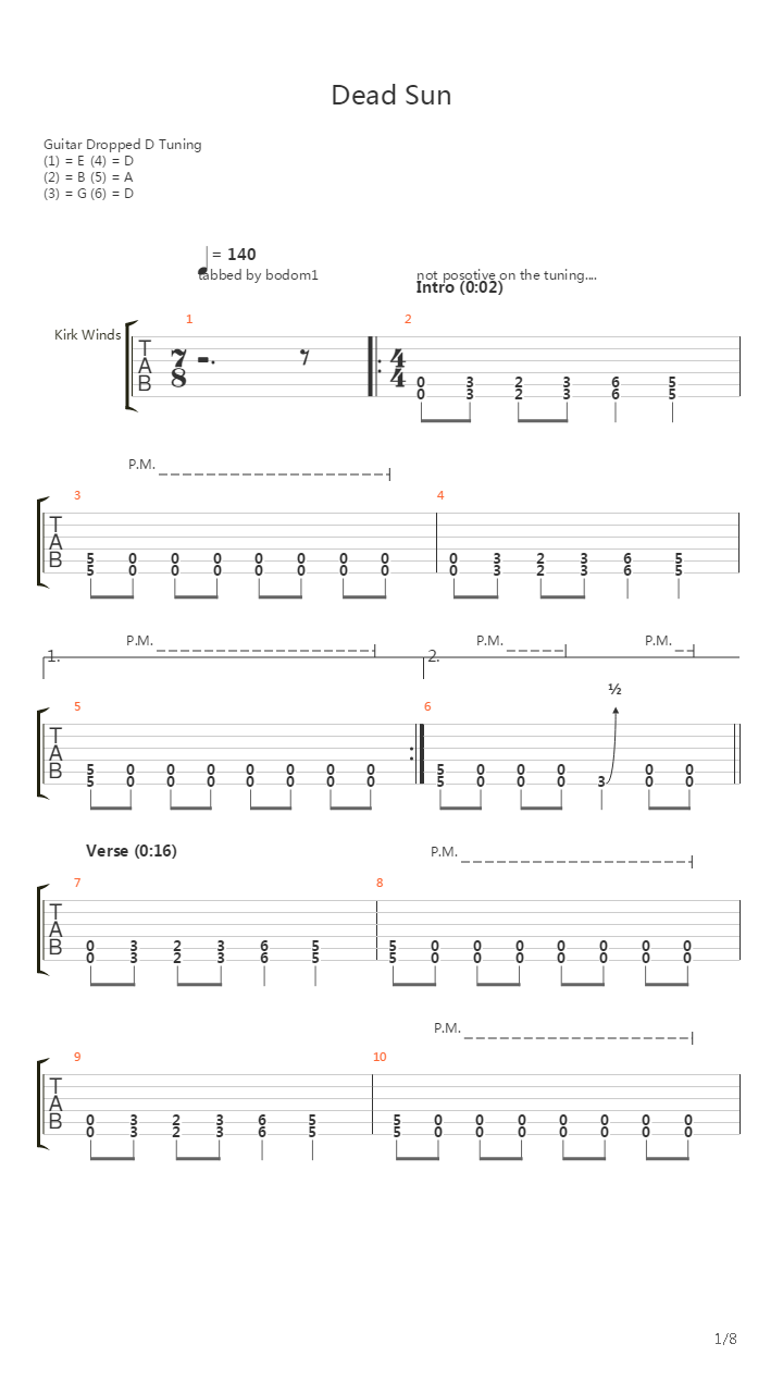 Dead Sun吉他谱
