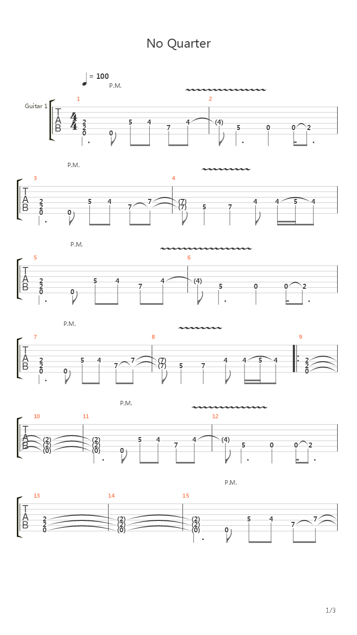 No Quarter吉他谱