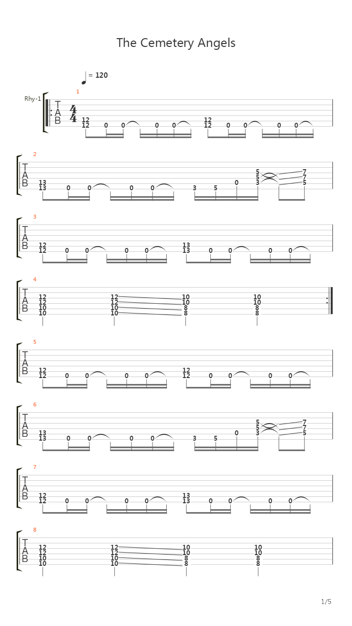 The Cemetery Angels吉他谱