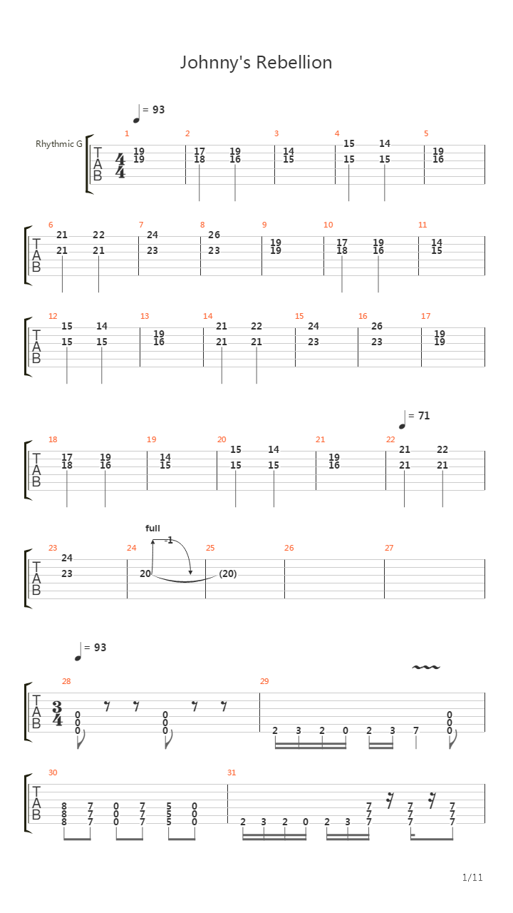 Johnnys Rebellion吉他谱
