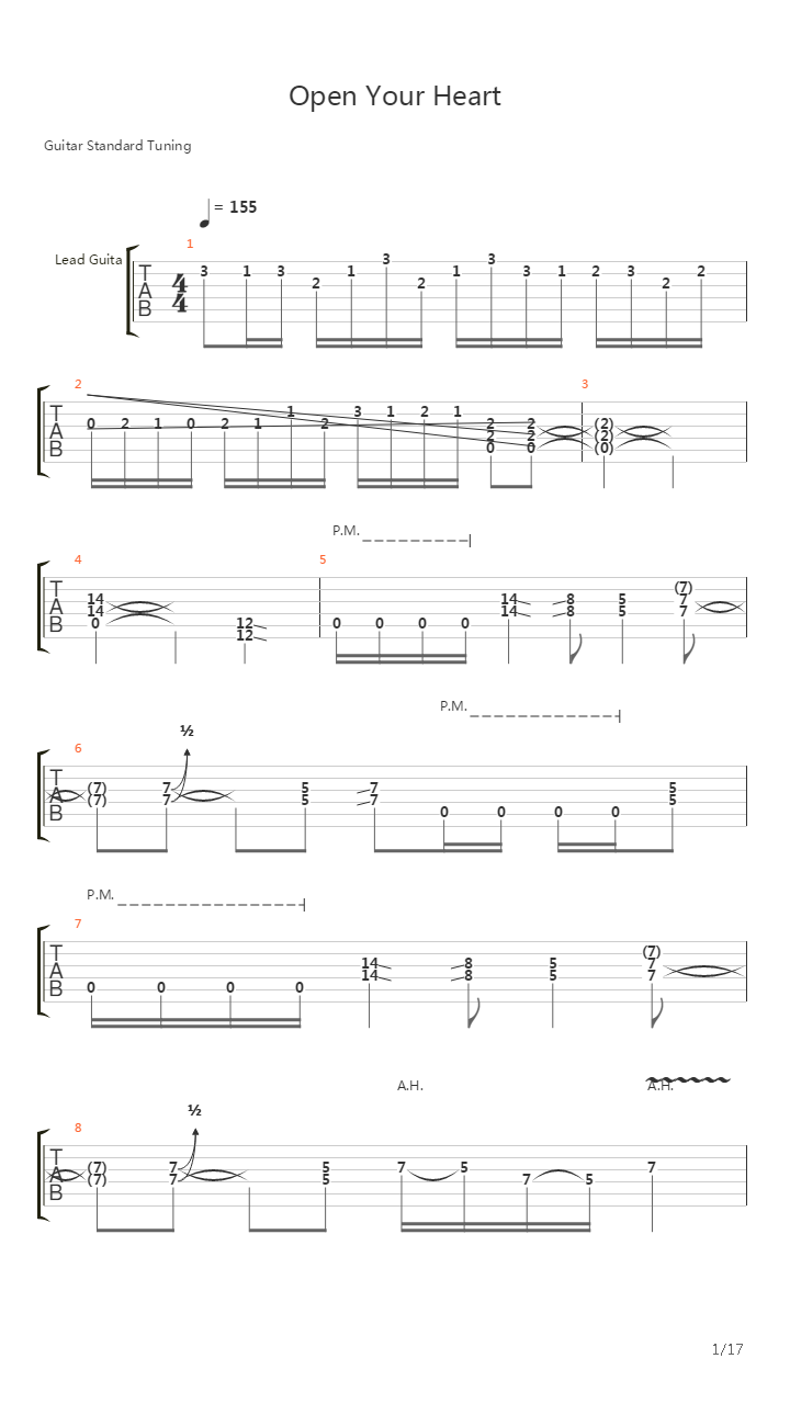 Open Your Heart吉他谱