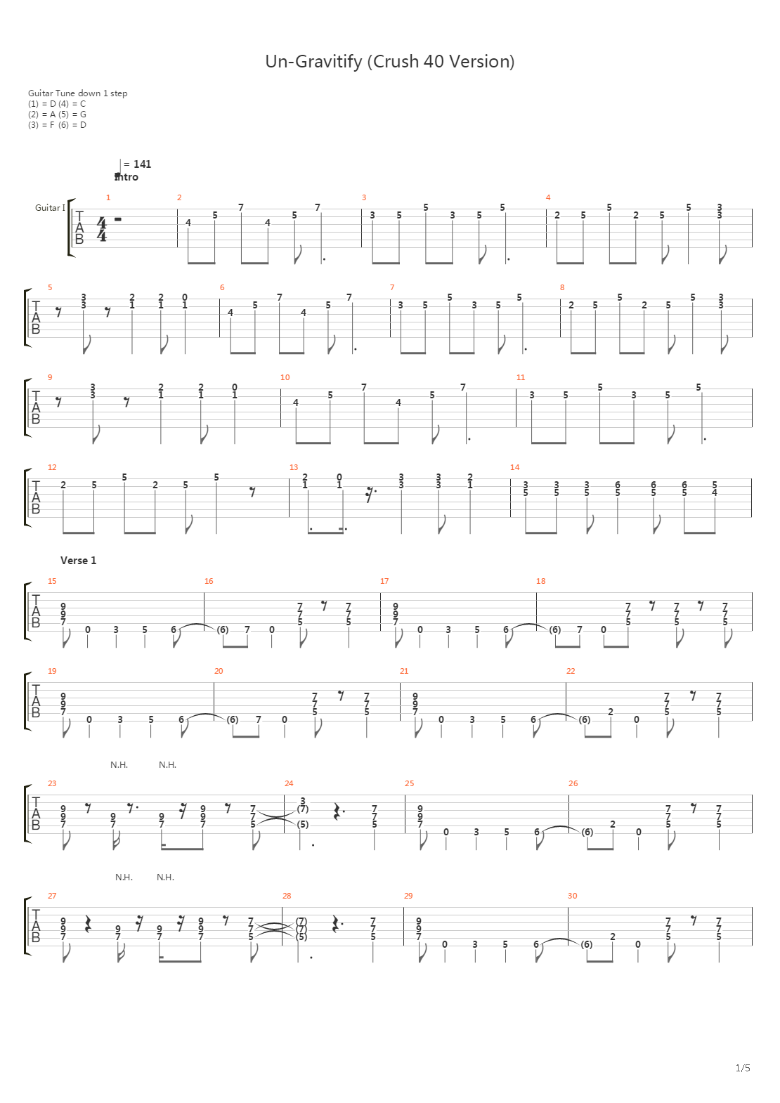 Un-gravitify吉他谱