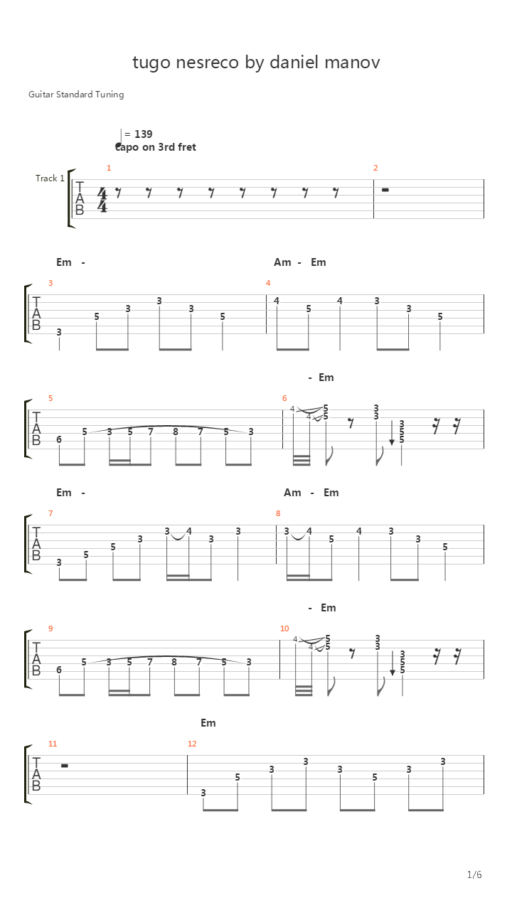 Tugo Nesreco吉他谱