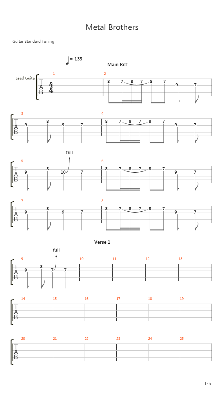 Metal Brothers吉他谱