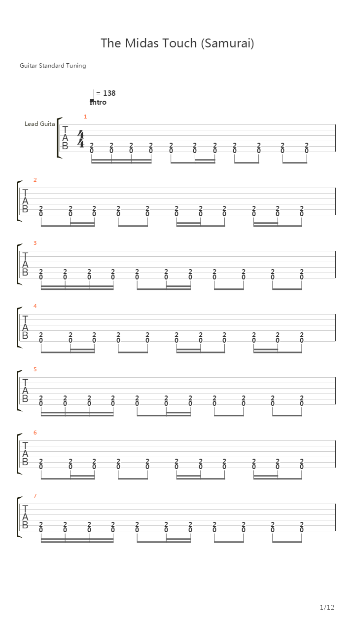 The Midas Touch Samurai吉他谱