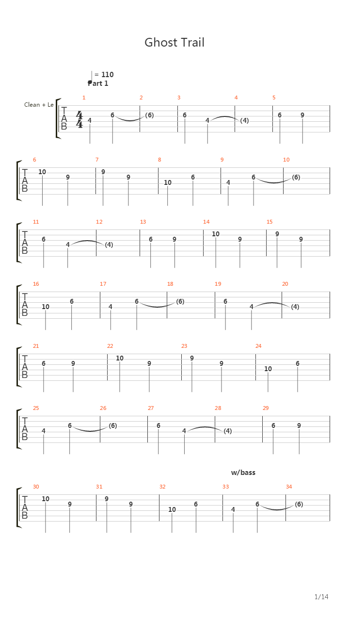 Ghost Trail吉他谱