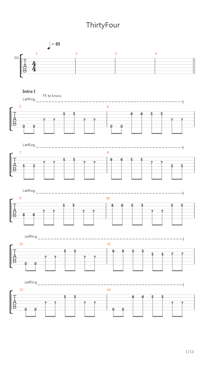 Thirtyfour吉他谱