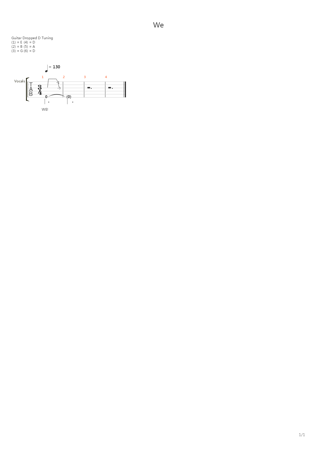 We吉他谱