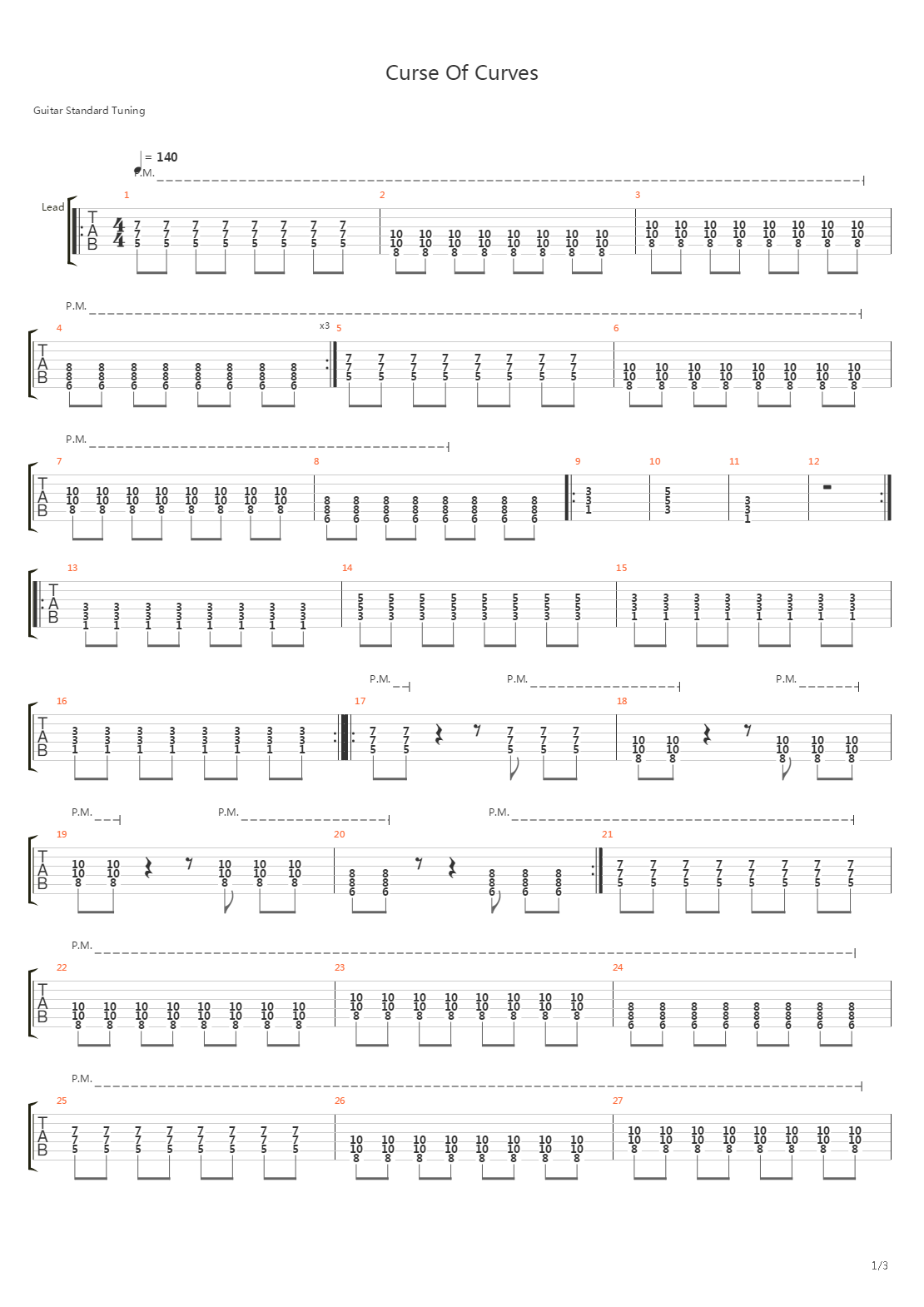 Curse Of Curves吉他谱