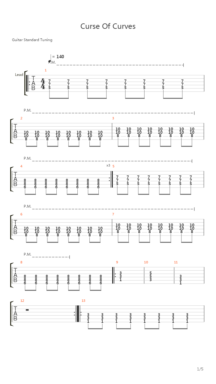 Curse Of Curves吉他谱